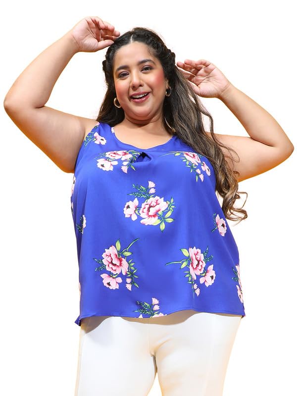 oxolloxo Women Plus Size Round Neck Sleeveless Casual Top