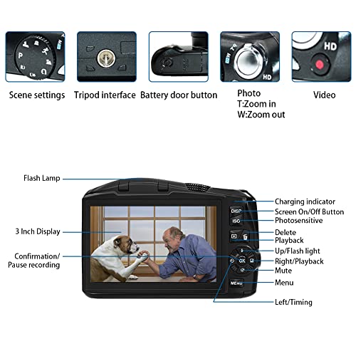 Keculbo Digitalkamera Vlogging-Kamera HD 2.7K 48MP Fotoapparat Digitalkamera Wiederaufladbare Kompaktkamera für… – Bild 7