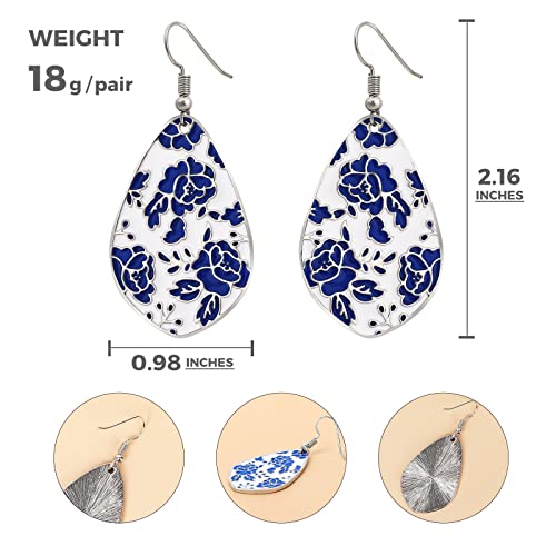 Bohemian Drop Earrings for Women Lightweight Floral Pattern Epoxy Resin Tie Dye Elegant Teardrop Dangles Earrings for Women Colorful Flower Pattern Statement Earrings2