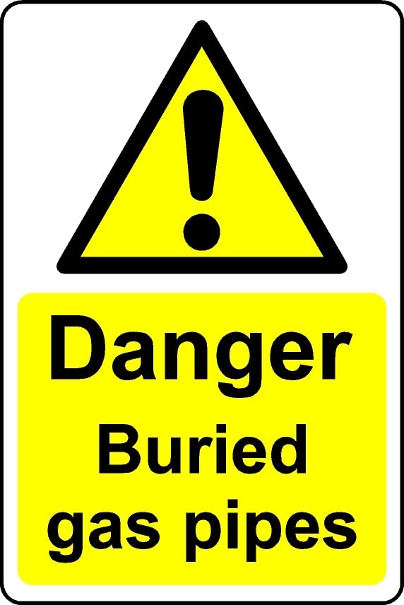 Danger Buried Gas Pipes Safety Sign - 1mm Plastic Sign (200mm x 150mm)