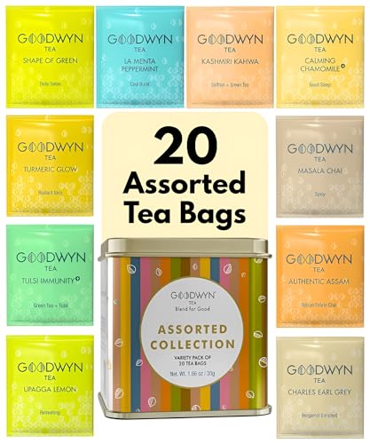 Goodwyn Assorted Herbal Tea Sampler Gift Box (20 Tea Bags) – 10 F...