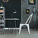 COSTWAY Tolix Style Dining Chairs Industrial Metal Stackable Cafe Side Chair w/Wood Seat Set of 4 (White and Brown)