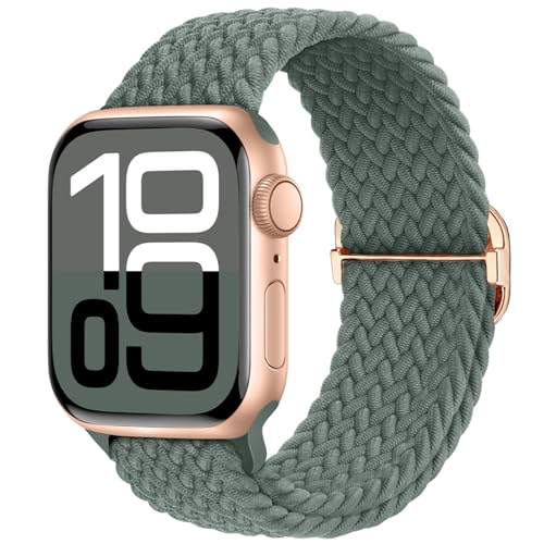 Image of Braided Stretchy Band Compatible with Apple Watch 40mm 41mm 42mm 38mm 44mm 45mm 46mm 49mm Women Men, Breathable Adjustable Nylon Sport Solo Loop Strap for iWatch Series 11 10 9 8 7 6 5 4 3 SE /Ultra 2