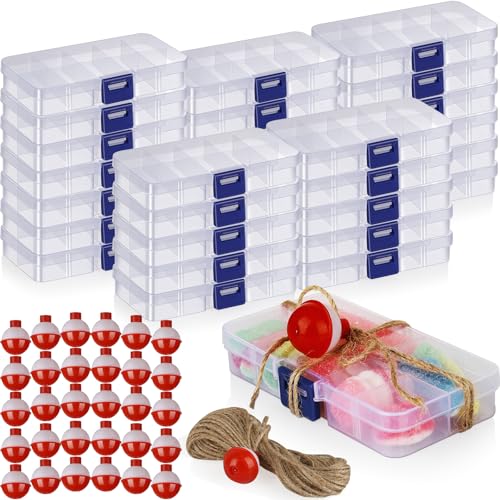 30 Pcs Fishing Candy Tackle Boxes Party Favors Small Tackle Box with Fishing Bobber for Fishing Theme Decorations (30)