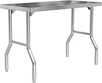 Chingoo 48x24 Inch Stainless Steel Folding Table - Heavy-Duty 550 lb Collapsible Workbench for Kitchen, BBQ, Garage, Restaurant