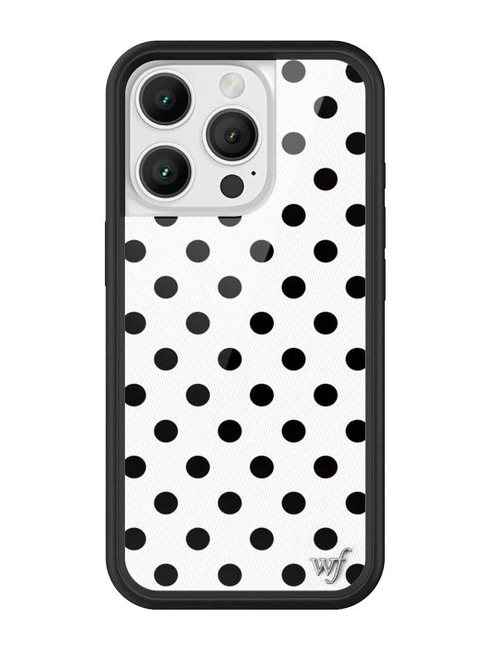 Image of Wildflower Cases - iPhone 16 Pro Compatible - Polka Dot - White & Black | Impact-Certified 6.5 ft Drop Protection Case, Raised Protective Bumper, Cute Aesthetic Design, Women-Owned Small Business