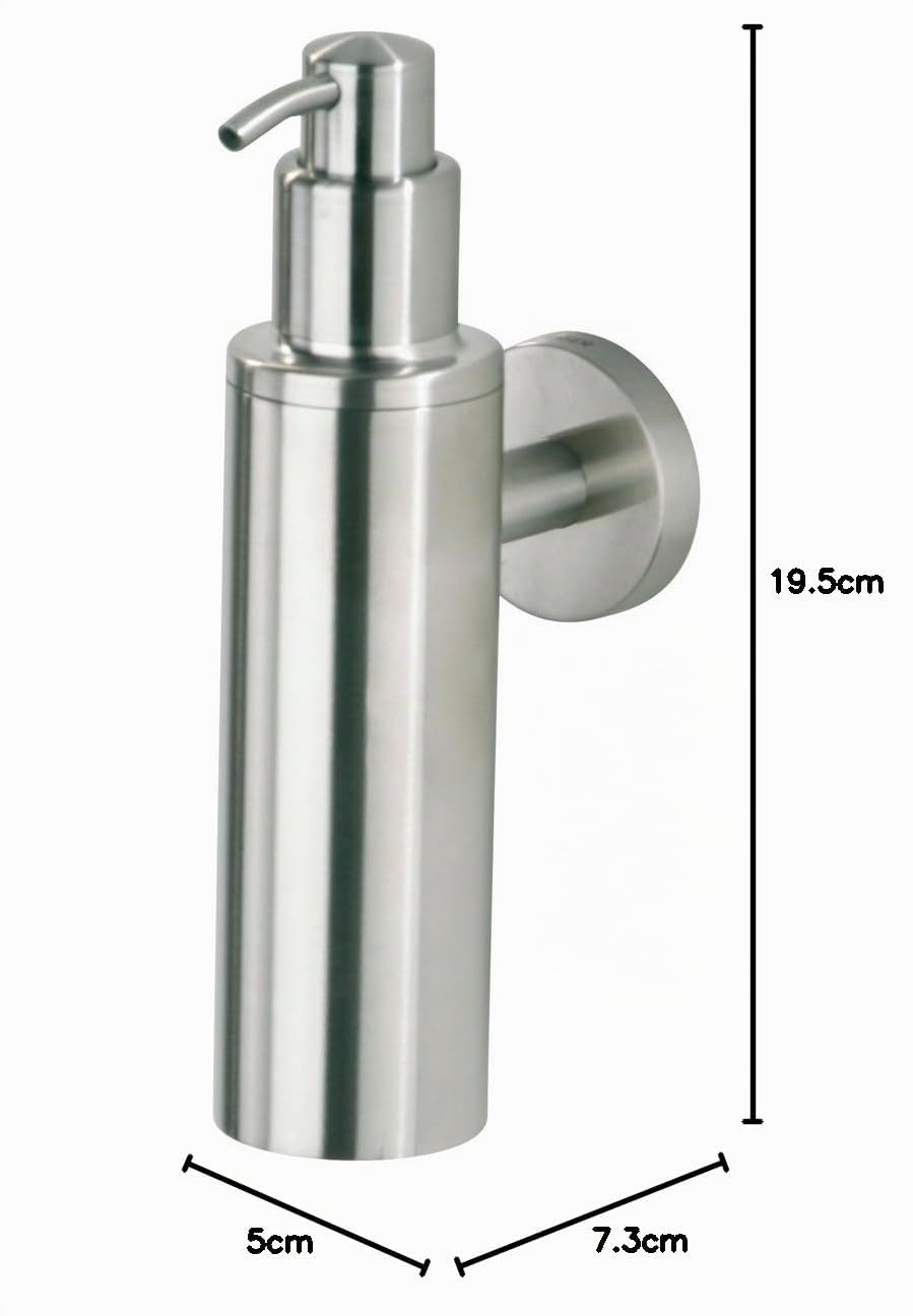 Tiger Boston Dispenser per Sapone Liquido, Acciaio Inox Spazzolato, 5 x 19,5 x 7,3 cm