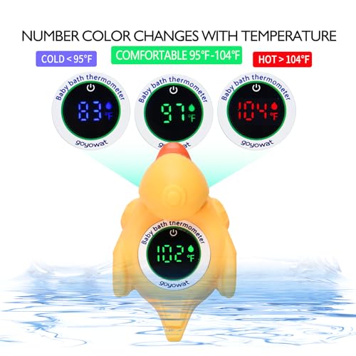 Image of Baby Bathtub Thermometer with LED Display Screen+Cute Duck toy-2-in-1 | Color Coded Alarm (Cold /Comfortable /hot) Bath Temperature Monitor, Adorable Floating Toys for Infants, Essential for Babies