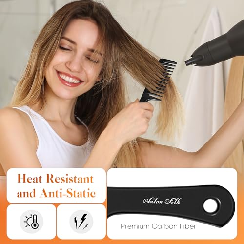 Salonsilk Professionelles Kamm-Set, breite Zahnkämme, Rattenschwanz, feine Zähne, Haarkamm, Friseur-Styling, lockiges Scheitelkamm-Set für Männer und Frauen, Flechtkämme, 4 Stück