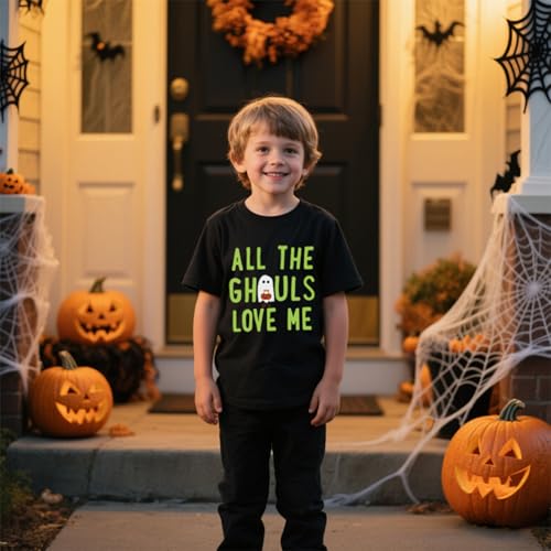 Toddler Halloween Shirts for Boys & Girls - Short Sleeve Tees with Ghouls, Ghosts & Pumpkins Graphics 2-7T2