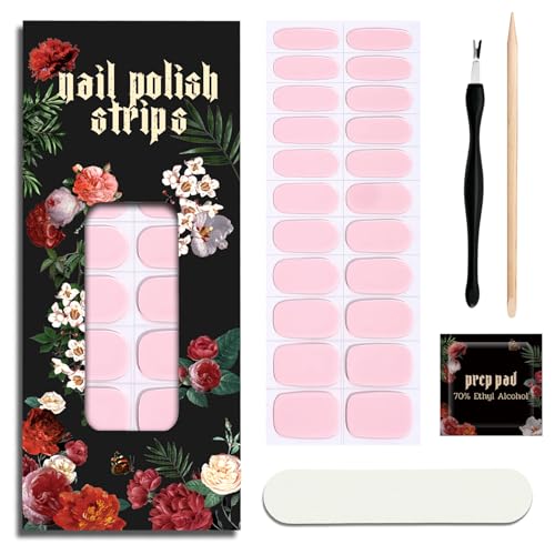 ruyeefam Nail Polish Strips (No UV Lamp Needed) - 22 Pcs Salon Quality Gel Nail Stickers - Long Lasting Wraps (Pink Reverie)