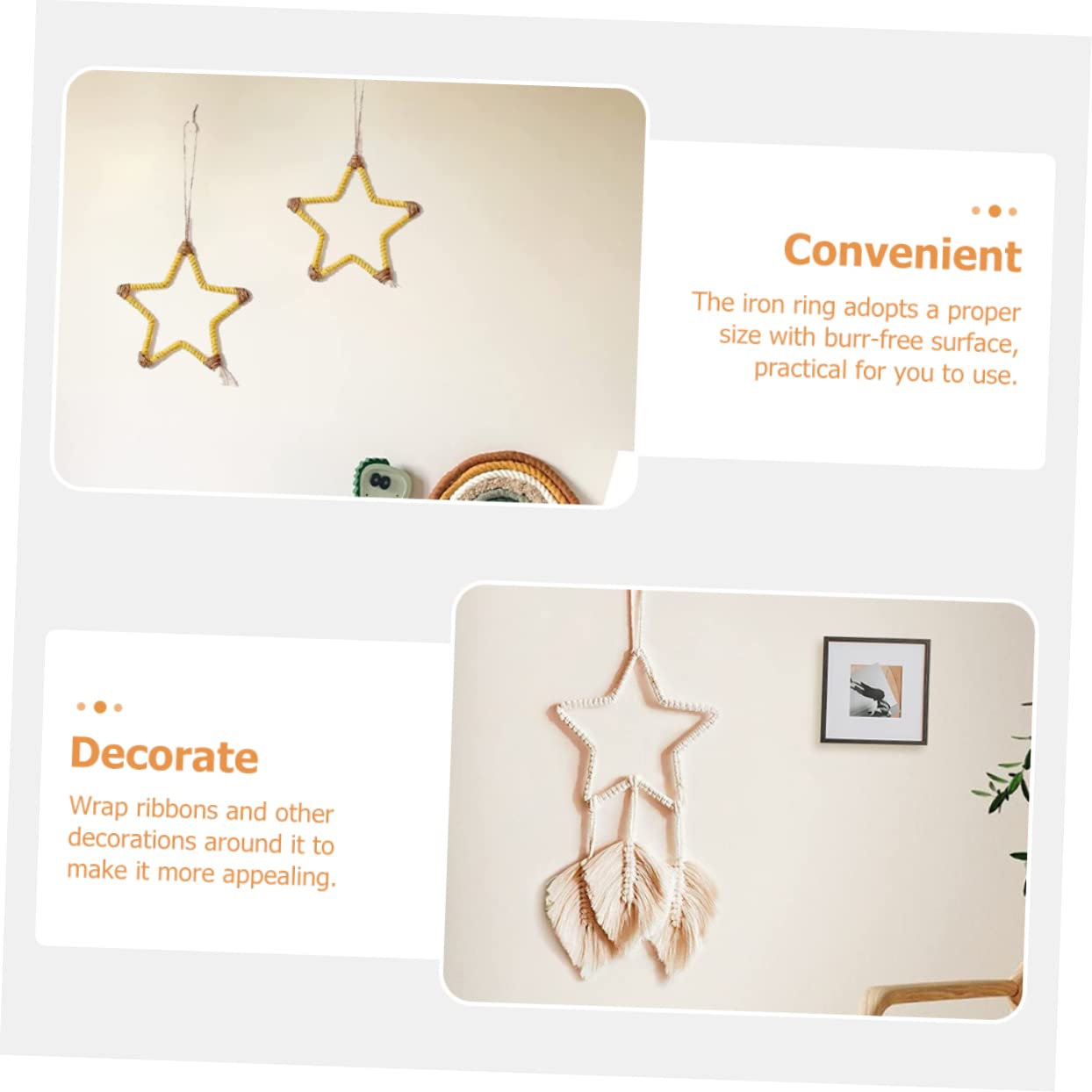 OSOLADY 2pcs Craft Hoops for Dream Catcher Garland Making Sturdy Frame for Creative Projects for Wedding Decor Festive Celebrations