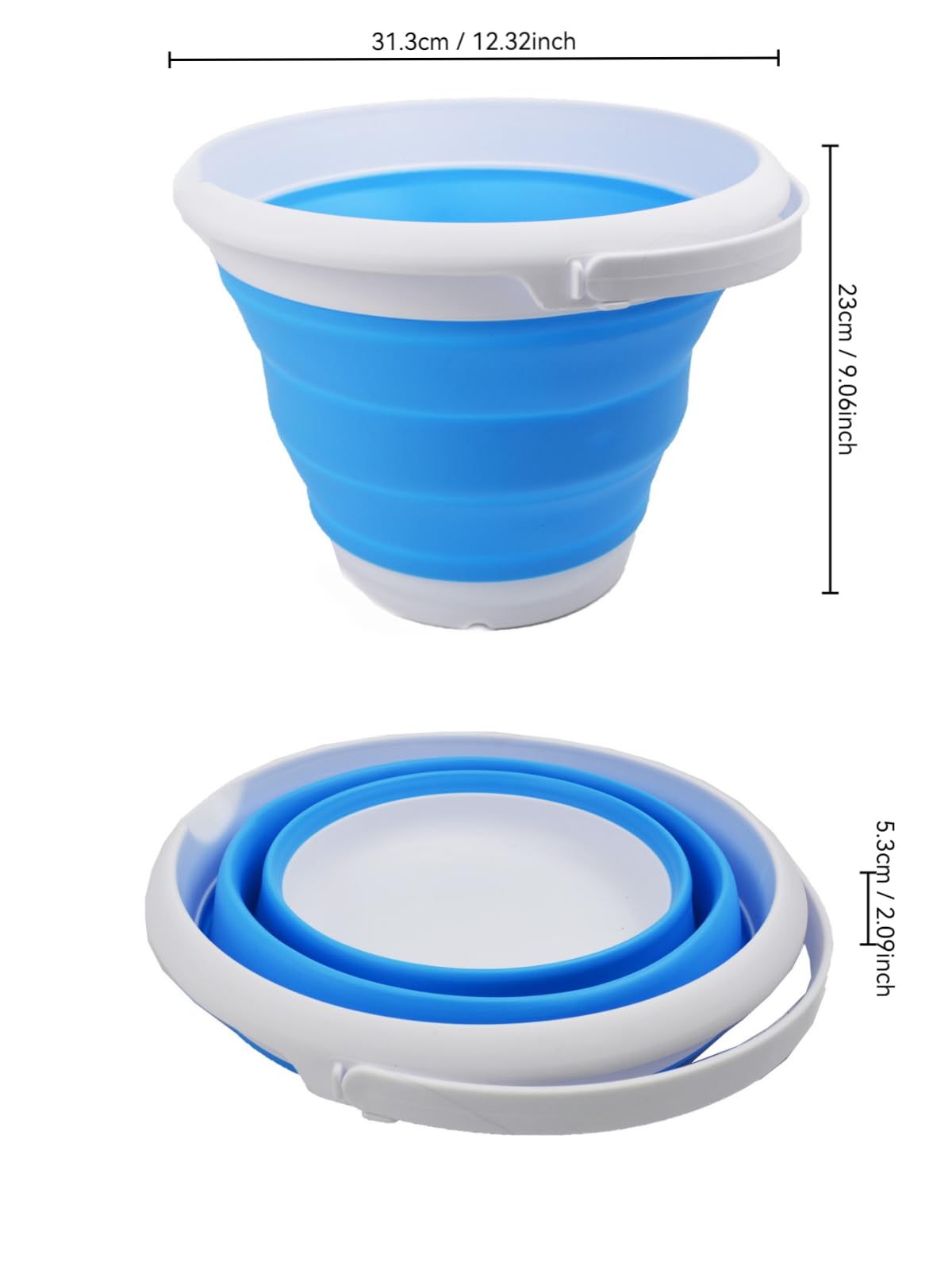 SAMMART Secchio pieghevole in plastica da 8,5 l, pieghevole, rotondo, secchio per l'acqua portatile per la pesca