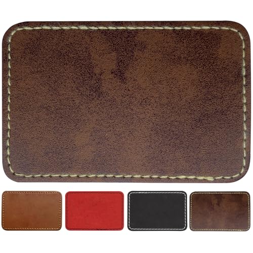 Leatherette/Leather Hat Patches/Sheets for Laser Engraving Iron-on with Heat Press Adhesive Backing,Blank Rectangle Laserable Faux PU Leather for DIY Cap/Beanies/Stocking/Backpack(3 in×2 In/30 Pcs)