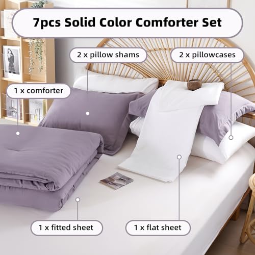 Image of weigelia Queen Comforter Set with Sheets - 7 Pieces Bed in a Bag Queen