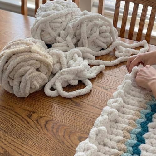 Image of 6 Pack ThreadArt Chunky Chenille Yarn for Hand Knitting, Jumbo, Red | Soft jumbo chenille yarn for hand knit and crochet. Make blankets, plushies & crochet projects. DIY quick projects.