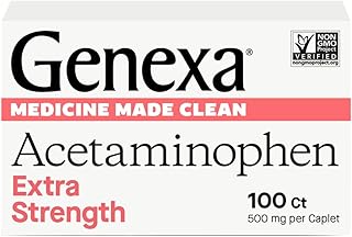 Genexa Clean Acetaminophen 500mg Extra Strength, Dye Free Pain Reliever Fever Reducer, 0% Artificial Additives, Pain Medicine for Adults, Relieves Headache, Backache, Minor Arthritis Pain, 100 Tablets