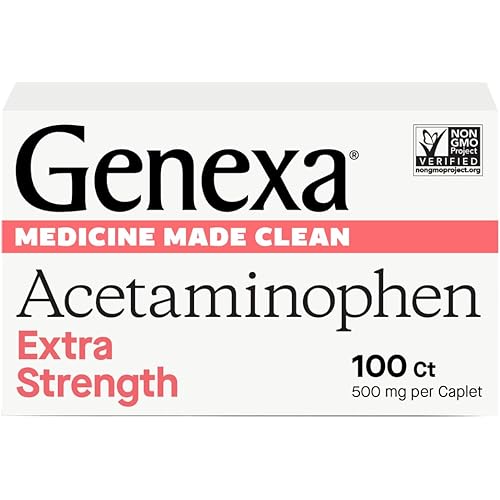 Genexa Clean Acetaminophen 500mg Extra Strength, Dye Free Pain Reliever Fever Reducer, 0% Artificial Additives, Pain Medicine for Adults, Relieves Headache, Backache, Minor Arthritis Pain, 100 Tablets