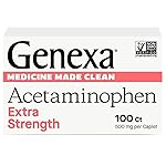 Genexa Clean Acetaminophen 500mg Extra Strength, Dye Free Pain Reliever Fever Reducer, 0% Artificial Additives, Pain Medicine for Adults, Relieves Headache, Backache, Minor Arthritis Pain, 100 Tablets