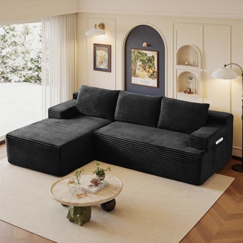 Image of 96 inch Sectional Couches for Living Room Cloud Couch Sofa with L-Shape Upholstered Boneless Couchs Modern Modular Sectional Couch with Chaise