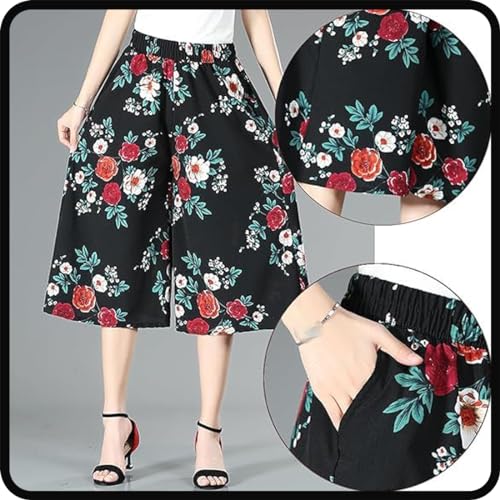 Generic Tyracharm Culottes, Curvyflair-High Waist Wide Leg Culottes, Women's High Elastic Waist Pleated Wide Leg Culottes3