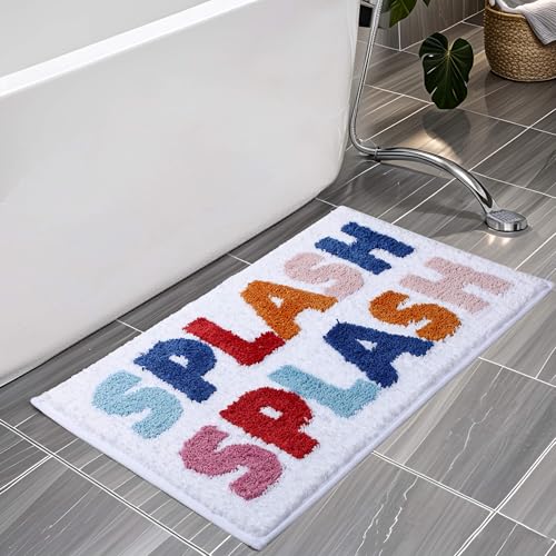 Image of HAIWAOO Bath Mats for Bathroom Non Slip Bath Rugs Soft Absorbent Bathroom Rugs Funny Bathroom Decor Machine Wash/Dry, for Tub, Shower, and Bath Room (Splash Splash, 17"×24")