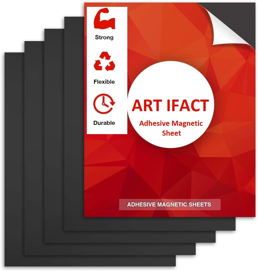 ART IFACT 12 Pcs of 3x6 inches with 0.5mm thick Self Adhesive Magnetic Sheet Black | Peel Paste and Place to Make Your Craft & Photos a Magnet |DIY Crafts|Not for Heavy object (12, 0.5mm X 4X6 inch)-image-33