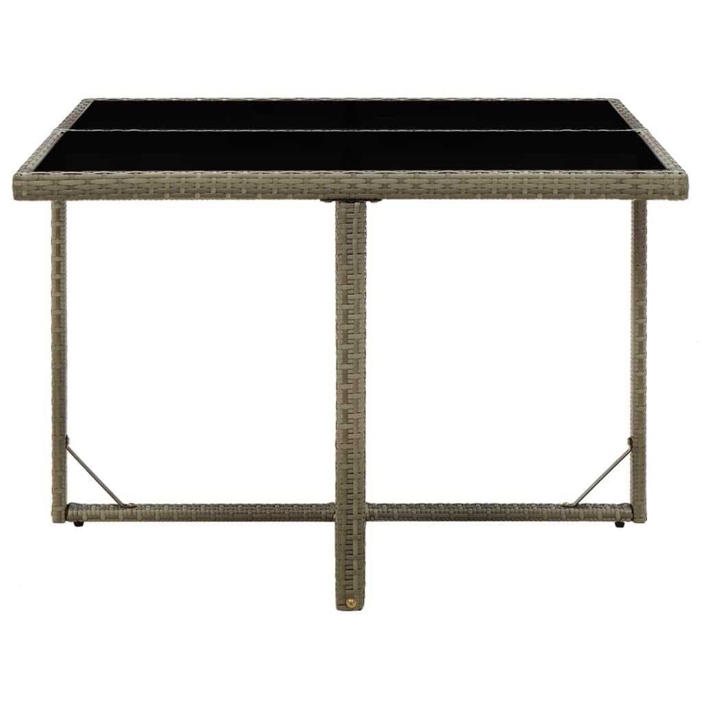 Fengshui Poly Rattan stół ogrodowy, szary, 109 x 107 x 74 cm