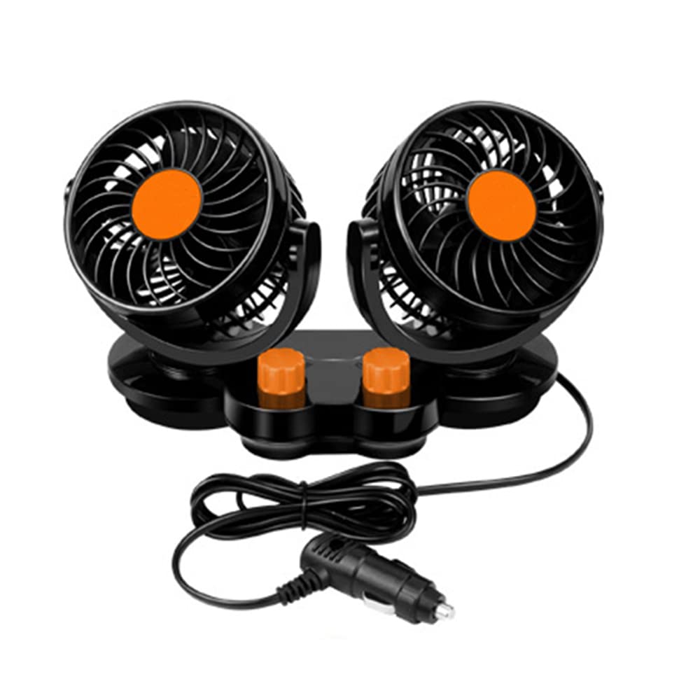 Baceyong 12V / 24V ventola USB a doppia testa per auto, 360° regolazione, per auto mini fuoristrada van