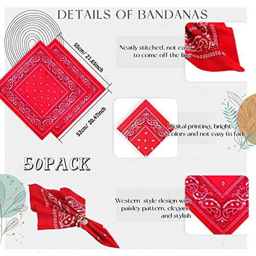 50 Pcs Bandanas Paisley Cowboy Polyester Bandanas Bulk Multi Purpose Headband for Men Women Party Costume2