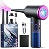 Evaline Compressed air Duster – 3 Gear Adjustable 100000RPM Electric with LED Light, Cordless Blower for Computer Keyboard Car Cleaning Kit 9000mAh Rechargeable Dust Remover, Black