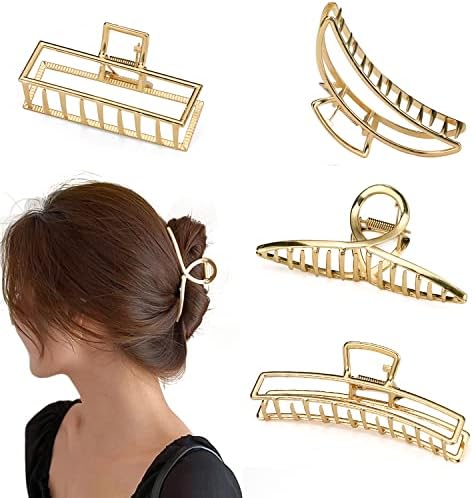 Hair Clips - Large Hair Claw Clips, Strong Hold Hair Jaw Clips, Vintage Metal Claw Clips Clamp, Girls Hair Clips Hair Accessories for Women Thick Hair, 4Pcs