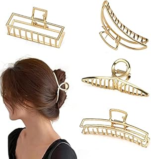 Hair Clips - Large Hair Claw Clips, Strong Hold Hair Jaw Clips, Vintage Metal Claw Clips Clamp, Girls Hair Clips Hair Accessories for Women Thick Hair, 4Pcs