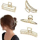 Große Haarklammern, 4 Stück Klaue Clips Haarklammern, Vintage Metall Goldene rutschfeste große Haarklauenclip für Frauen Dickes Haar