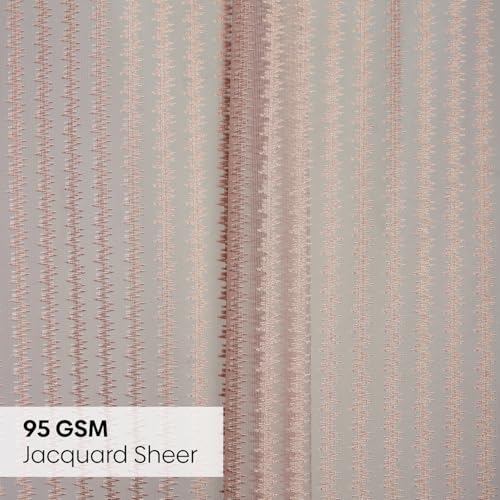 Image of haus & kinder Jacquard Sheer Door Curtains 7 Feet Long Pack of 2 Door Curtains, 7 Feet Curtains for Door, (Abstract Geometric Design, Desset Blush Ice Blue, 114x213cm)