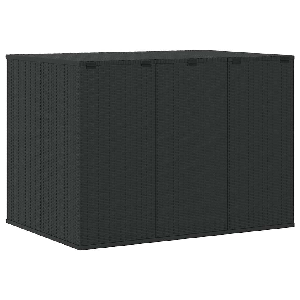 Garten-Kissenbox Auflagenbox aus PE Rattan, XL Gartentruhe 145x100x103 cm in Schwarz, Aufbewahrungsbox mit Gasdruckfeder und Innentasche für Gartenkissen und Auflagen