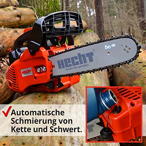 HECHT Benzin Kettensäge – 25,4 cm³ Hubraum – 30 cm Schwert – Rückschlagbremse – Kette – Kettenschmierung – 12 m/s… – Bild 6