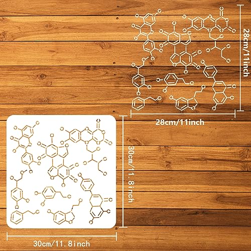 FINGERINSPIRE Chemical Structure Stencil for Painting 30x30cm Reusable Organic Chemistry Stencil Large Science Elements Drawing Template Daily Theme Stencil for Wood Canvas Fabric DIY Painting - Image 2