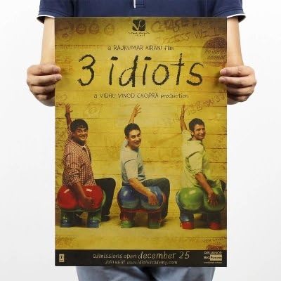 Fangeplus(TM) 3 Idiots Movie Poster Antique Vintage Old Style Decorative Poster Print Wall Coffee Shop Bar Decor Decals 20.0''x13.9''