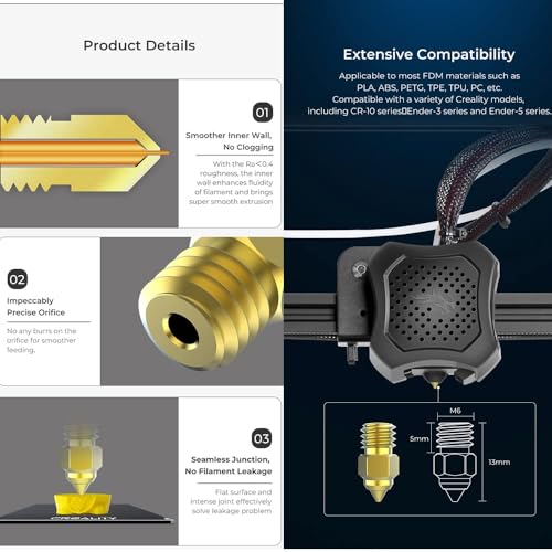 Image of 3 idea Imagine Create Print Creality 8PCS 3D Printer High-end Brass Nozzle Kit,Extruder Nozzles 0.25mm, 0.4mm, 0.6mm, 0.8mm for Ender 3 /Ender 3 Pro /Ender-3 V2 /Ender 3 Max /Ender 5 Plus