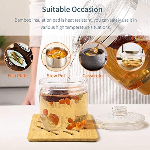 Efbock Bamboo Trivet, Home Kitchen Bamboo Hot Pads Trivet, Heat Resistant Pads, Square and Round (Multi-Size, Pack of 4)
