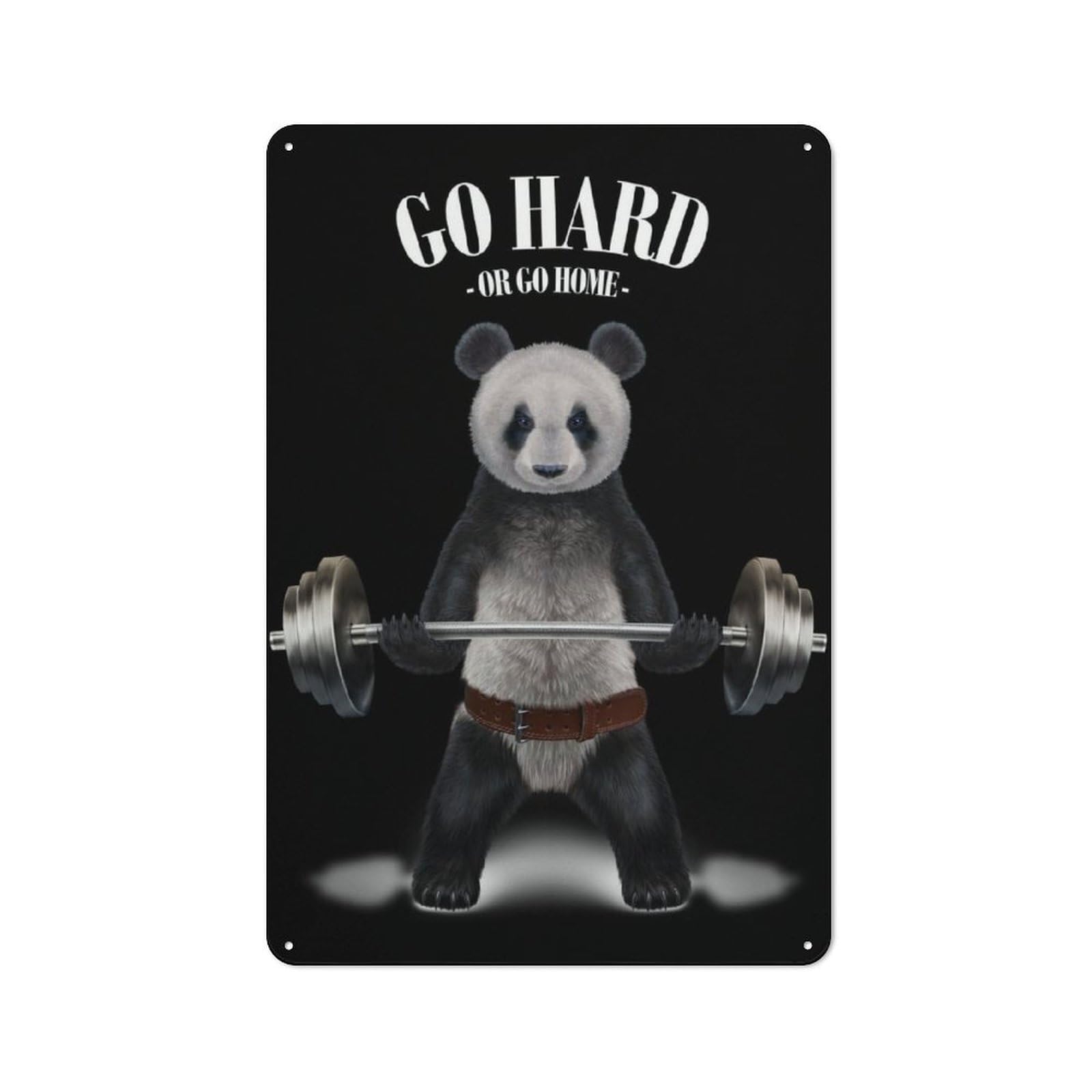 Junmoney Giant Panda Weightlifting For Garden Room Or Summerhouse, Rustic Tin Sign 30X20cm, Tin Sign Wall Decor For Garden Rooms And Summerhouses
