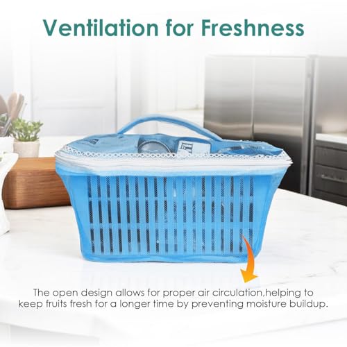 Image of GI9IUS Round Shape Multipurpose Safe Net Cover Plastic Fruit & Vegetable (Onion,Potato) Storage Basket (Blue)
