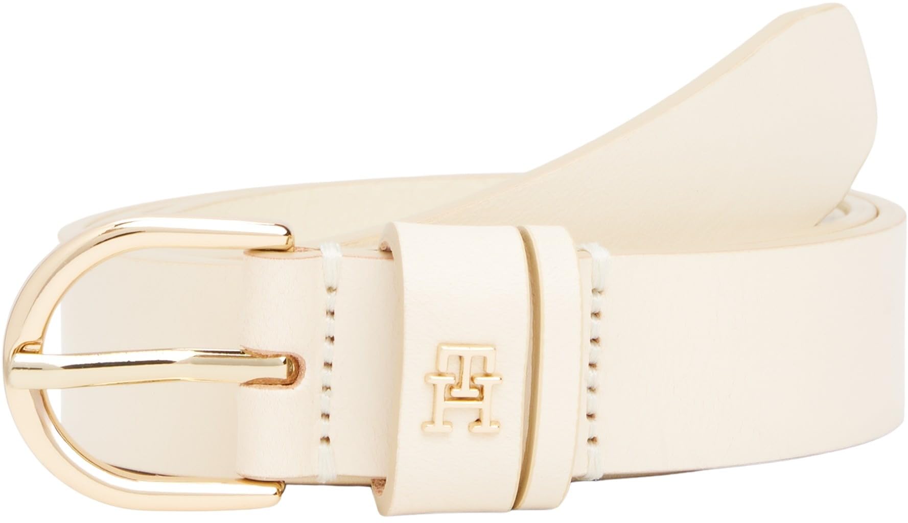 Tommy Hilfiger Damen Gürtel Essential Effortless 2,5 cm Ledergürtel, Elfenbein (Ivory Petal), 75 cm