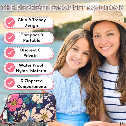 First Period Pal Pack to-Go Kit | 24 pcs | First Period Kit for Tweens | Teen Period Kit| Discrete Period Bag, Pads, Panty Liners, Period Kits for Tweens 10-12 (Flowers)