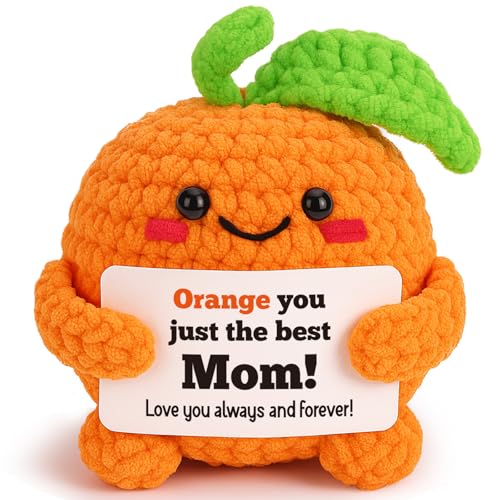 Mothers Day Birthday Gifts for Mom from Daughter Son - Mini Handmade Crochet Orange Mother Gift for...