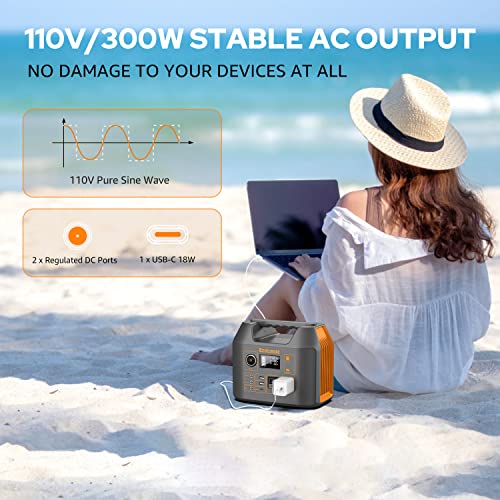 Portable Power Station EnginStar 300W Solar Generator 110V 296Wh Power Bank Two Pure Sine Wave AC Outlet 80000mAh Lithium Battery Pack for Camping Outdoors Trip RV Hunting Vans Emergency Backup - Image 6