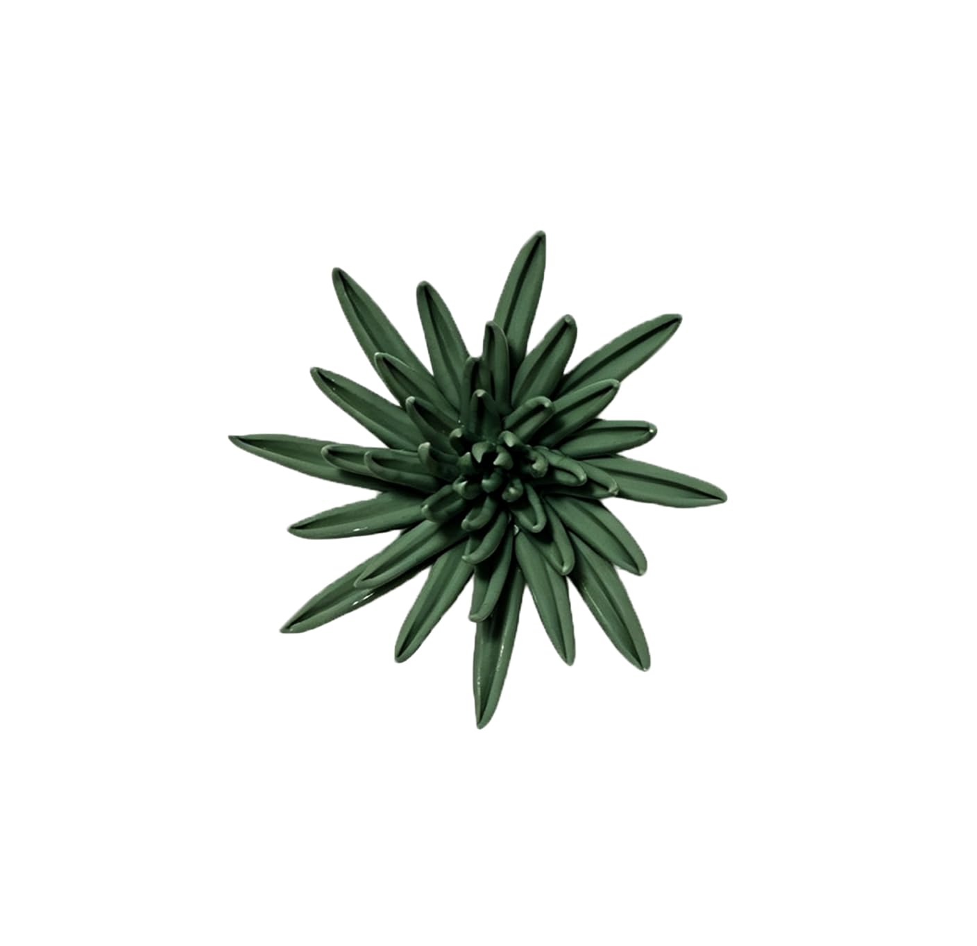 AMERRY Chrysanthemum, 4.72",Ceramic Flower Wall Art, Artificial Flower Wall Sculpture，Handcrafted 3D Hanging Porcelain Flowers,3D Wall Hanging Decor,Porcelain Flower Wall Décor for Home (Dark Green)