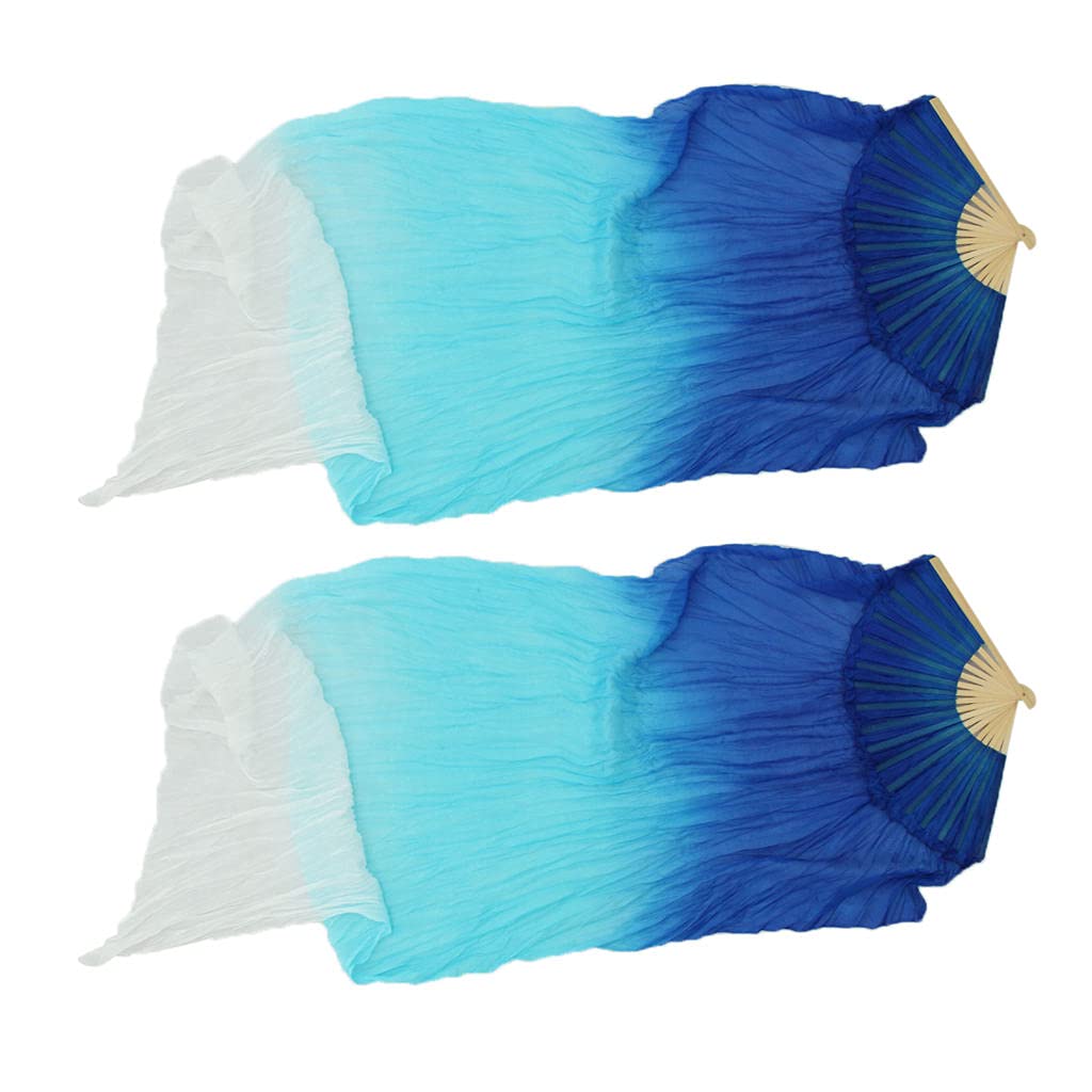 2 Pezzi Di Ventagli Lunghi Con Veli Per Danza Del Ventre, Sfumati