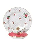 Royal Albert New Country Roses Cheeky Pink 3 Piece Set (Teacup, Saucer, Plate)